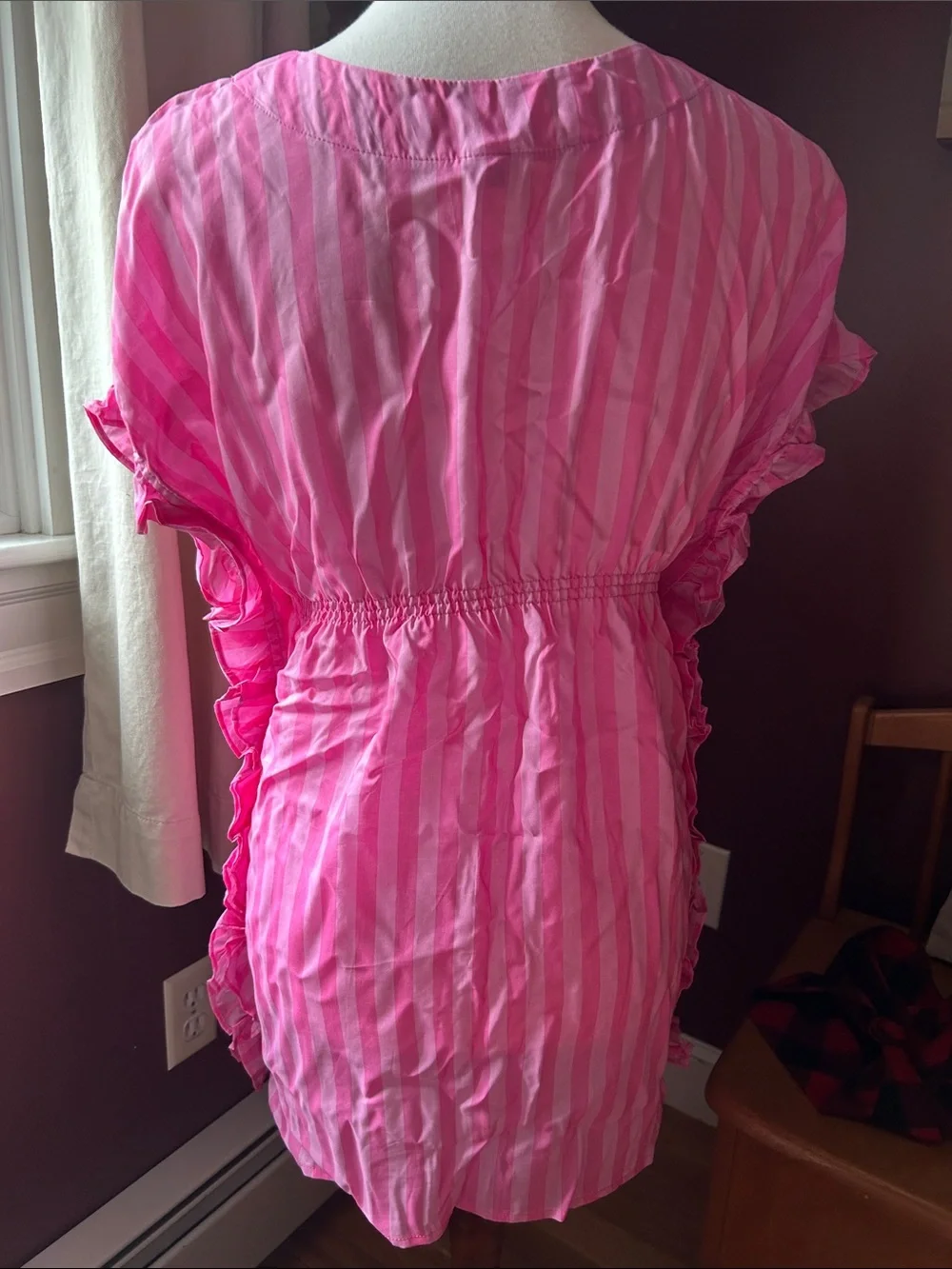 Girls 14 Pink Striped Swim Dress
